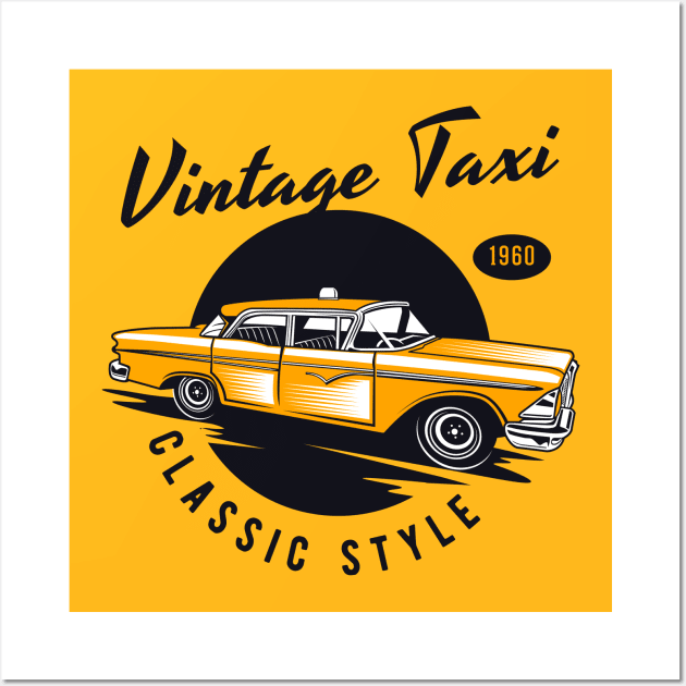 Vintage Taxi Classic American New York City Wall Art by funkymonkeytees